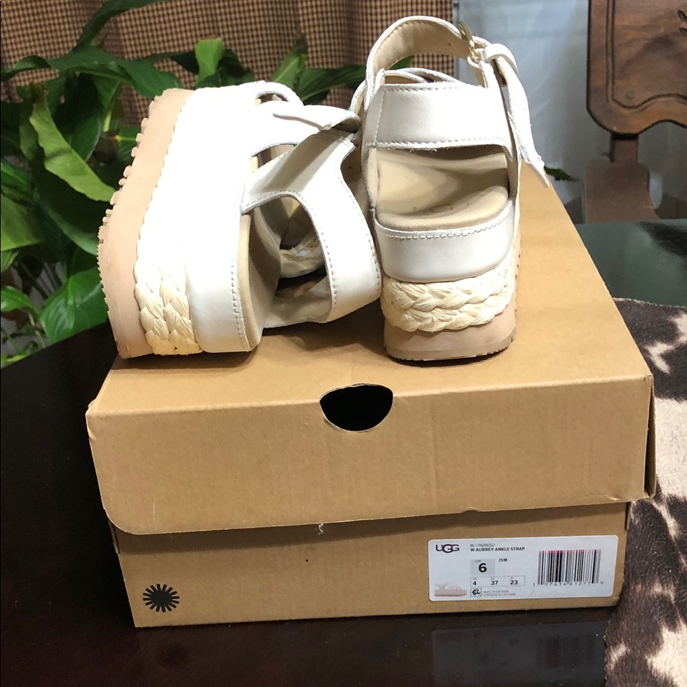 UGG Cream Braided Platform Sandals
